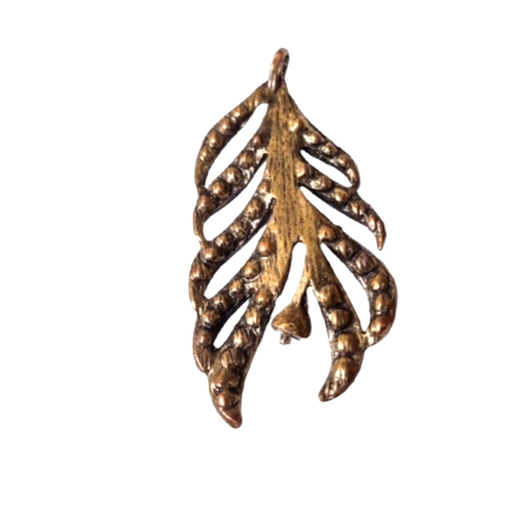 Brown Rhinestone Feather Pendant - Picture 2 of 3